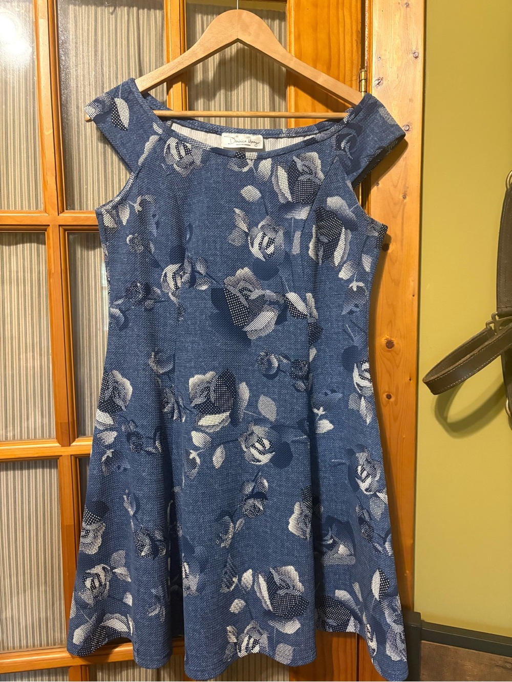 Navy Floral A-Line Midi Dress